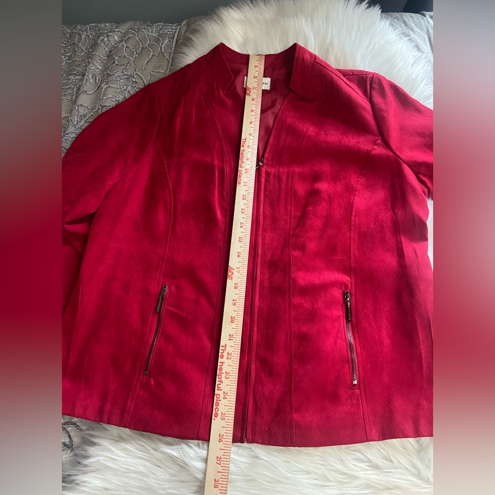 Studio Works Women's Bold Red Faux Suede lm Jacket - Picture 7 of 11